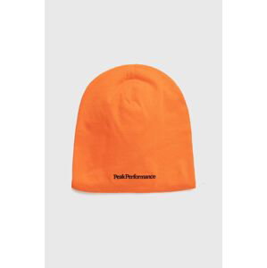 Bavlněná čepice Peak Performance oranžová barva, z tenké pleteniny
