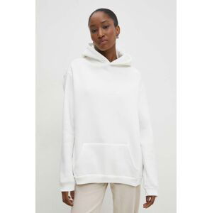 Mikina Answear Lab dámská, bílá barva, s kapucí, hladká