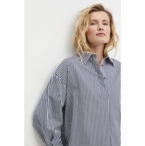 Bavlněná košile Answear Lab tmavomodrá barva, relaxed, s klasickým límcem
