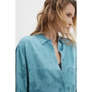 Košile Answear Lab dámská, tyrkysová barva, relaxed, s klasickým límcem