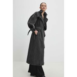 Džínový kabát Answear Lab dámský, černá barva, přechodný