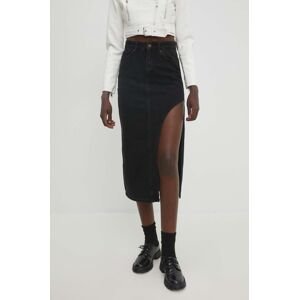 Džínová sukně Answear Lab černá barva, maxi