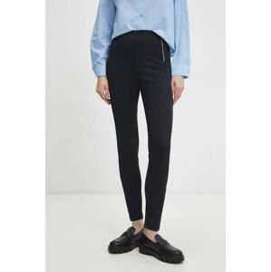 Kalhoty Answear Lab dámské, tmavomodrá barva, přiléhavé, high waist