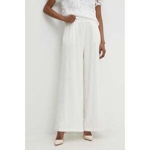 Kalhoty s lněnou směsí Answear Lab bílá barva, jednoduché, high waist