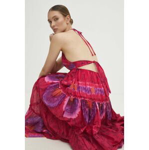 Bavlněné šaty Answear Lab růžová barva, maxi