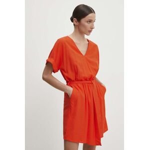 Lněné šaty Answear Lab oranžová barva, mini