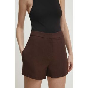 Kraťasy Answear Lab dámské, hnědá barva, hladké, high waist