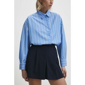 Kalhotová sukně Answear Lab tmavomodrá barva, high waist
