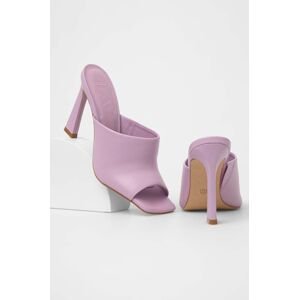 Kožené pantofle Answear Lab dámské, fialová barva, na podpatku