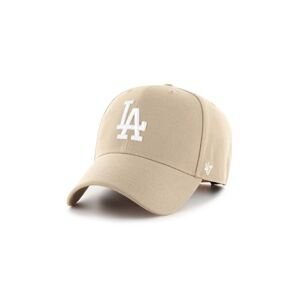 Bavlněná baseballová čepice 47brand MLB Los Angeles Dodgers béžová barva, s aplikací, B-MVPSP12WBP-KHB