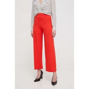 Kalhoty Liviana Conti dámské, oranžová barva, široké, high waist