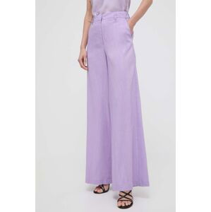 Kalhoty Silvian Heach dámské, fialová barva, široké, high waist