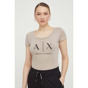 Bavlněné tričko Armani Exchange béžová barva, 8NYT70 YJ16Z NOS