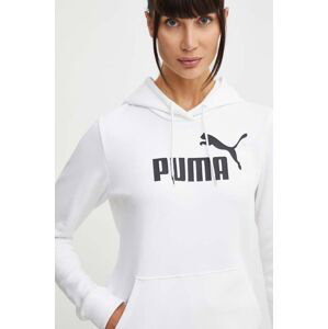 Mikina Puma dámská, bílá barva, s kapucí, s potiskem, 586791