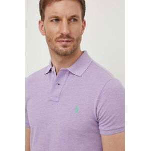 Bavlněné polo tričko Ralph Lauren fialová barva, 710536856