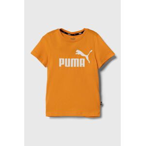 Dětské bavlněné tričko Puma oranžová barva, s potiskem