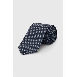 Hedvábná kravata BOSS tmavomodrá barva, 50512543