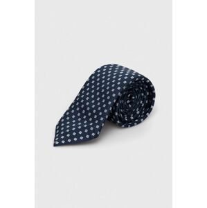Hedvábná kravata BOSS tmavomodrá barva, 50512605