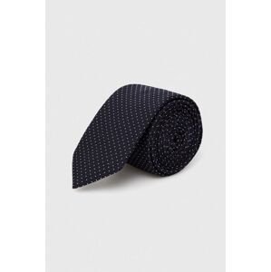 Hedvábná kravata HUGO tmavomodrá barva, 50494297