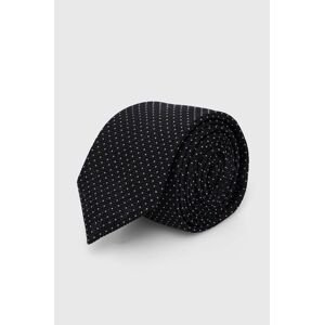 Hedvábná kravata HUGO černá barva, 50494297