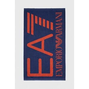 Bavlněný ručník EA7 Emporio Armani 100 x 170 cm tmavomodrá barva