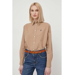 Bavlněná košile Polo Ralph Lauren béžová barva, relaxed, s klasickým límcem, 211945653