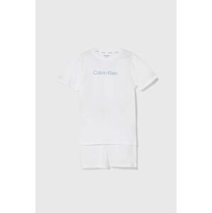 Dětské bavlněné pyžamo Calvin Klein Underwear bílá barva, s potiskem
