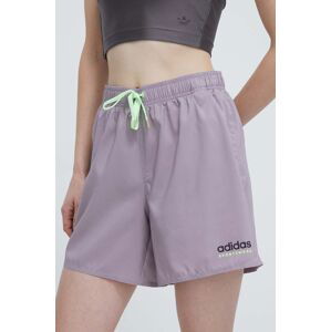 Kraťasy adidas dámské, fialová barva, hladké, high waist, IL7252