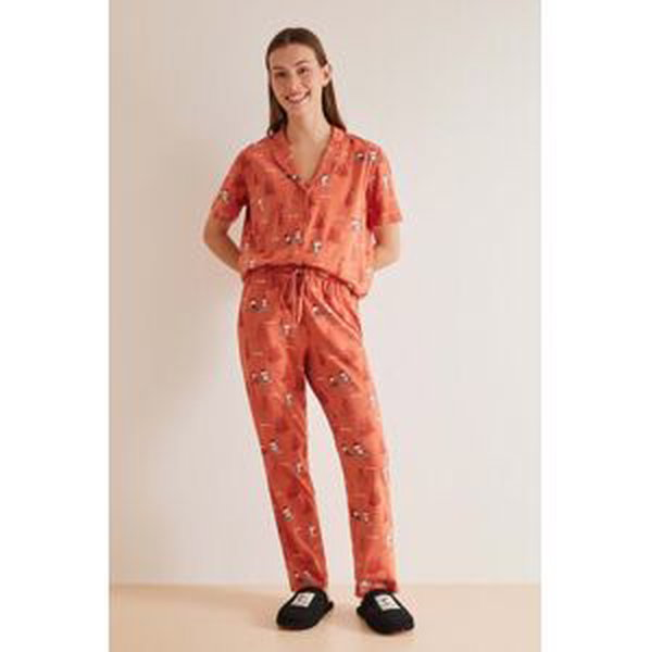 Bavlněné pyžamo women'secret Snoopy oranžová barva, bavlněná, 3137606