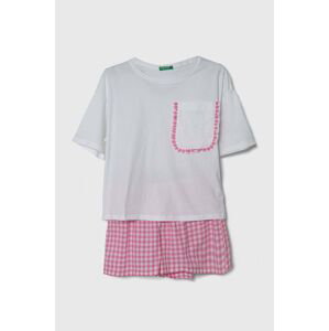 Dětské bavlněné pyžamo United Colors of Benetton bílá barva