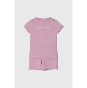 Dětské bavlněné pyžamo Calvin Klein Underwear růžová barva, s potiskem