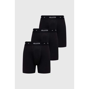 Boxerky Hollister Co. 3-pack pánské, černá barva