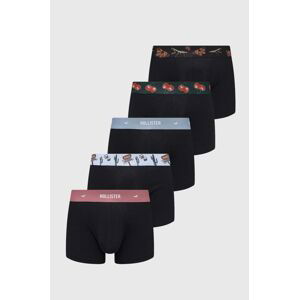 Boxerky Hollister Co. 5-pack pánské, černá barva