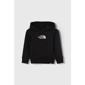 Dětská bavlněná mikina The North Face DREW PEAK LIGHT P/O HOODIE černá barva, s kapucí, s aplikací