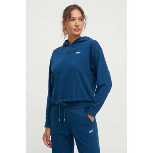 Mikina Dkny dámská, tmavomodrá barva, s kapucí, aplikací, DP3T9723