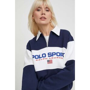 Mikina Polo Ralph Lauren dámská, tmavomodrá barva, s potiskem, 211936920