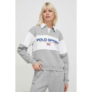 Mikina Polo Ralph Lauren dámská, šedá barva, s potiskem, 211936920