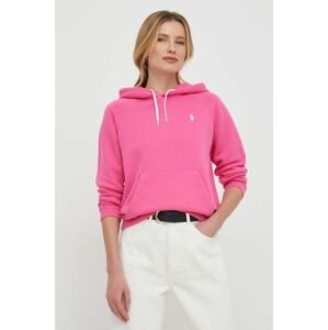 Mikina Polo Ralph Lauren dámská, růžová barva, s kapucí, hladká, 211943007