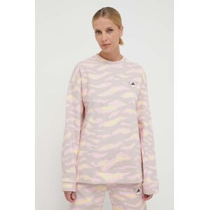 Bavlněná mikina adidas by Stella McCartney dámská, růžová barva, vzorovaná, IN3633