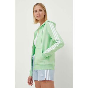 Mikina adidas dámská, zelená barva, s kapucí, s aplikací, IR6077