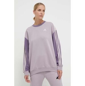 Mikina adidas dámská, fialová barva, vzorovaná, IR6137