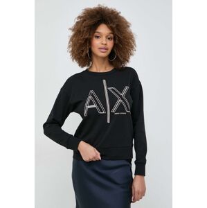 Mikina Armani Exchange dámská, černá barva, s potiskem, 3DYM11 YJEBZ