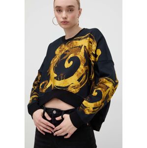 Bavlněná mikina Versace Jeans Couture dámská, černá barva, vzorovaná, 76HAI3P2 FS153