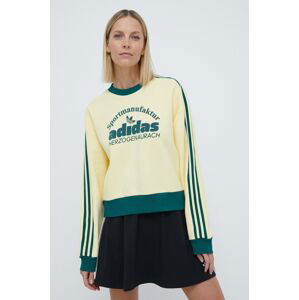 Mikina adidas Originals dámská, žlutá barva, s potiskem, IS0373