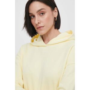 Mikina Calvin Klein dámská, žlutá barva, s kapucí, hladká
