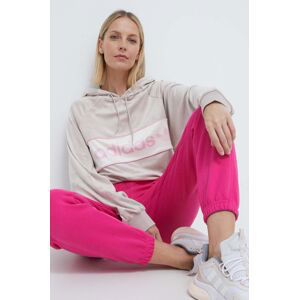 Velurová mikina adidas Originals béžová barva, s kapucí, s aplikací, IR5275