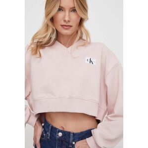 Mikina Calvin Klein Jeans dámská, růžová barva, hladká, J20J223359