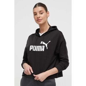 Mikina Puma dámská, černá barva, s kapucí, s potiskem, 586870