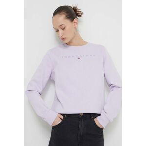 Mikina Tommy Jeans dámská, fialová barva, s aplikací, DW0DW17793