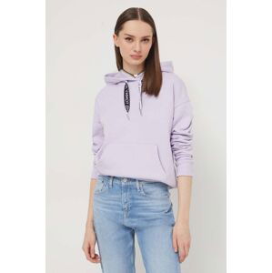Mikina Tommy Jeans dámská, fialová barva, s kapucí, hladká, DW0DW17794
